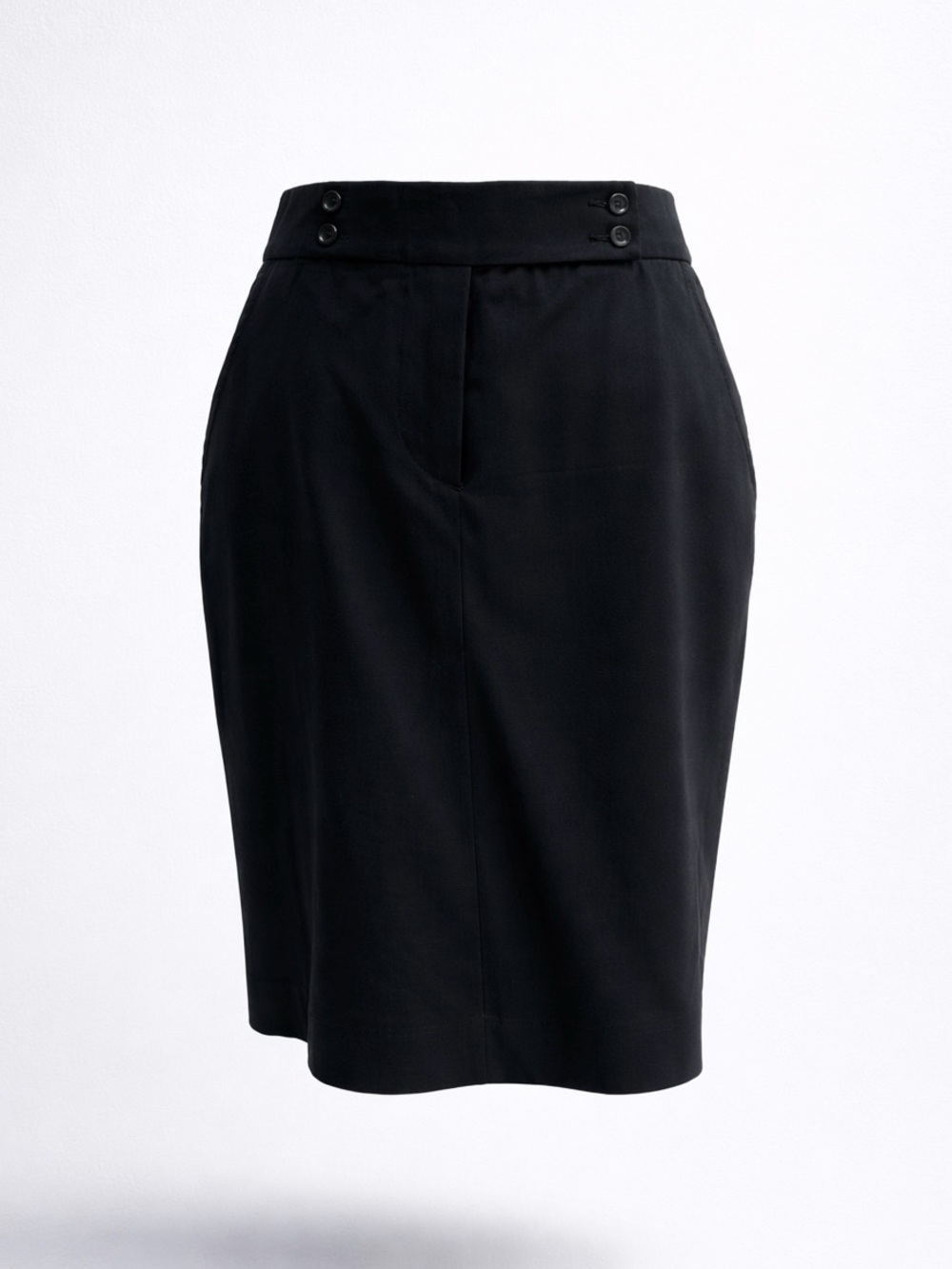 Paul Smith Black High-Waist Pencil Skirt with Button Detail
